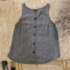 Blue white stripe tank with back buttons